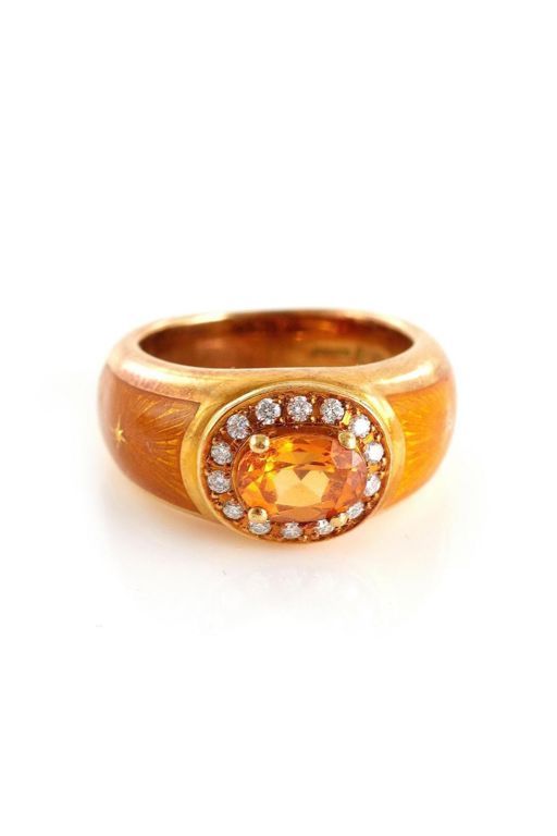 18k Gold Garnet and Diamond Ring