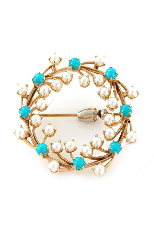 Two 14k Gold Multi-Gem Brooches