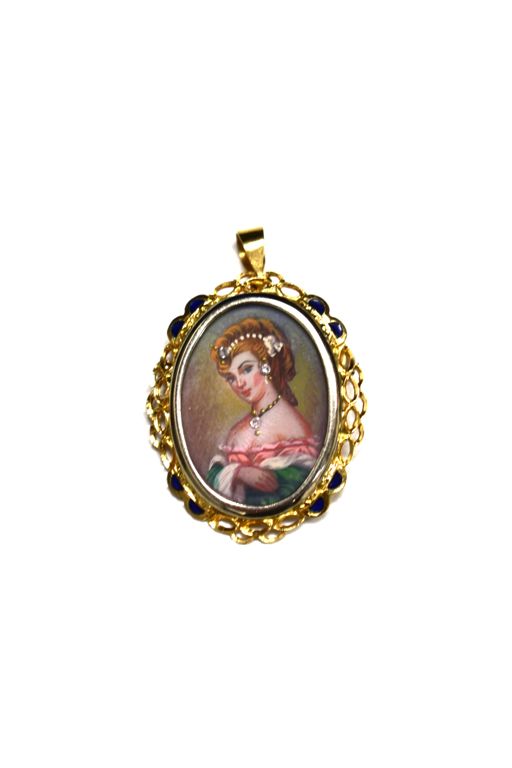 18k Gold Diamond Pendant Brooch