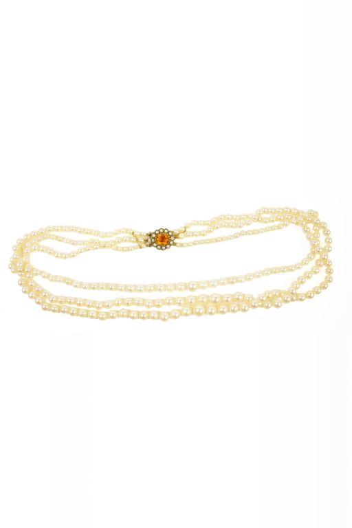 9k Gold Pearl and Amber Necklace