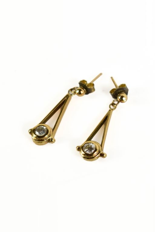 Pair of Gold Diamond Earrings
