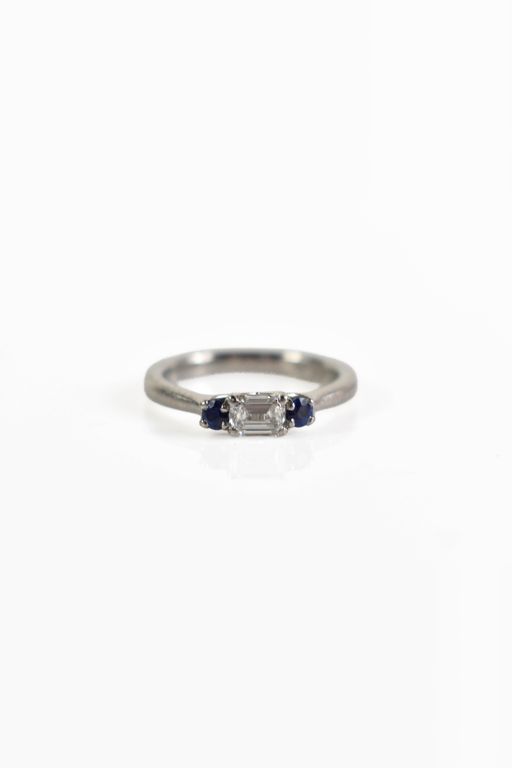 Platinum Diamond and Sapphire Ring