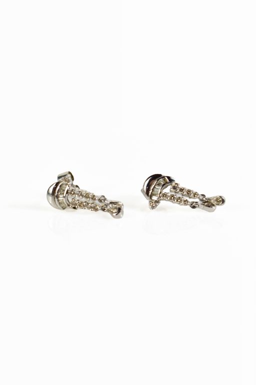 White Metal Diamond Earrings