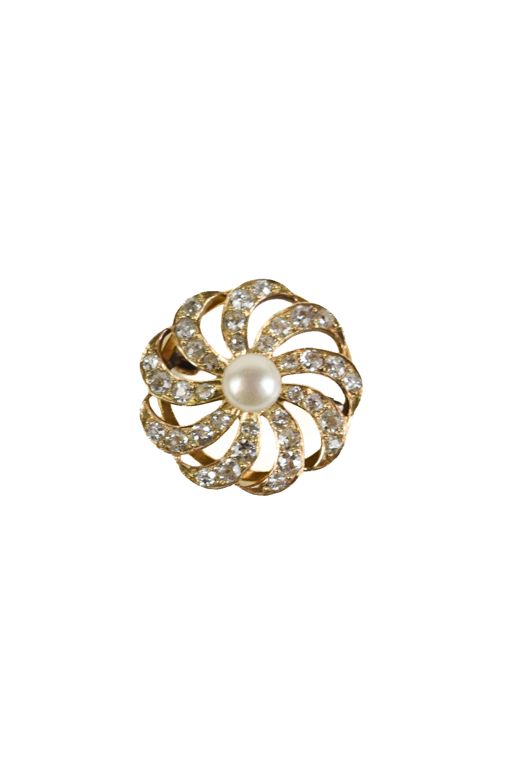 Gold Diamond and Pearl Brooch