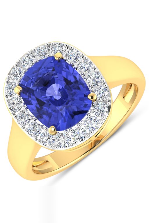 14k Gold Tanzanite and Diamond Ring
