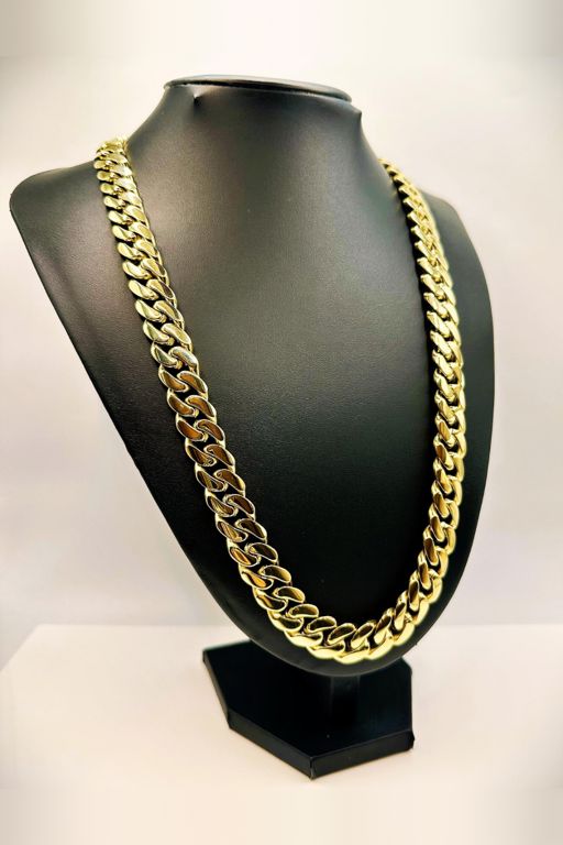 14k Yellow Gold Plate Cuban Curb Link Chain Necklace