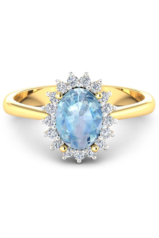 14k Gold Aquamarine and Diamond Ring