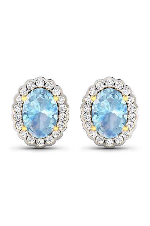 14k Gold Aquamarine and Diamond Earrings