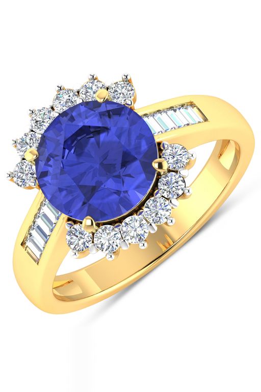 14k Gold Tanzanite and Diamond Ring