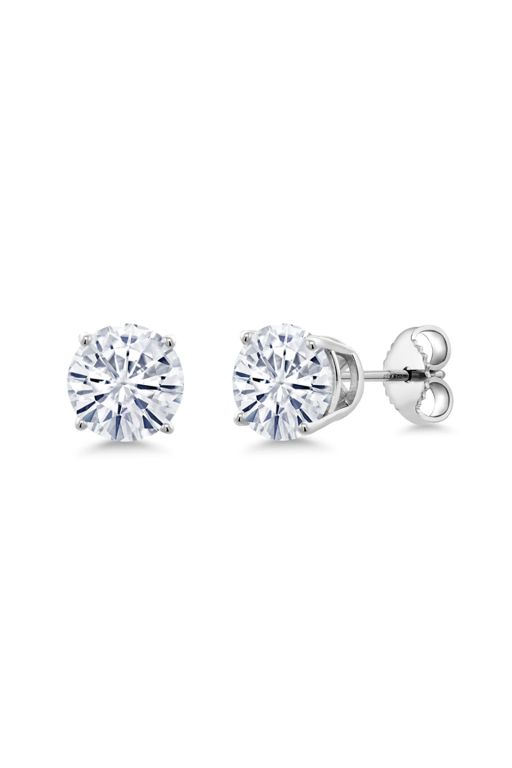 Pair of Sterling Silver Moissanite Earrings