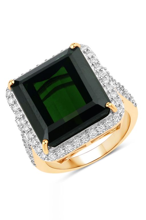 14k Yellow Gold Tourmaline and Diamond Ring