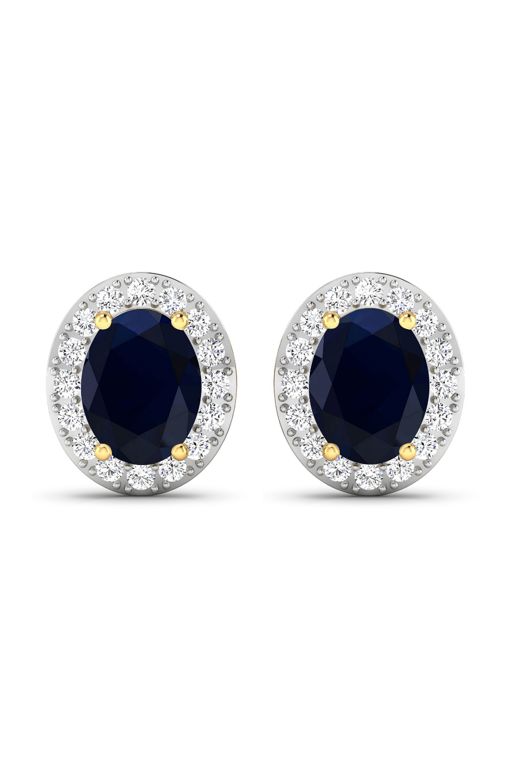 Pair of 14k Gold Sapphire and Diamond Earrings
