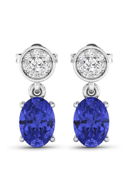 14k White Gold Tanzanite and Diamond Earrings
