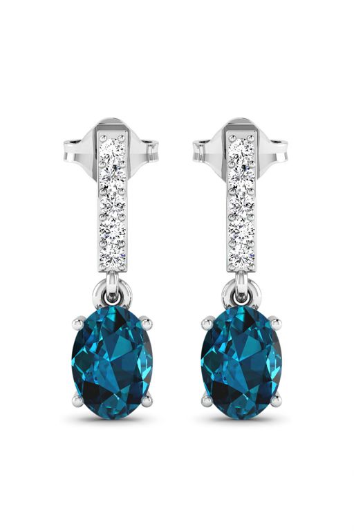 14k White Gold Topaz and Diamond Earrings