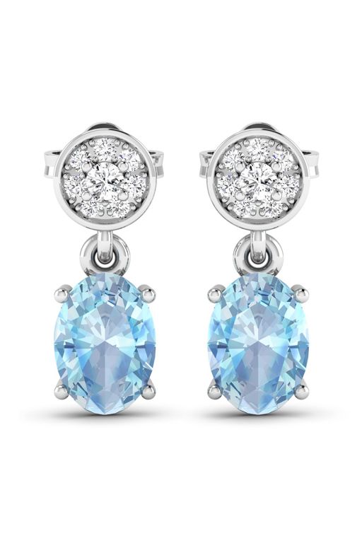 14k Gold Aquamarine and Diamond Earrings
