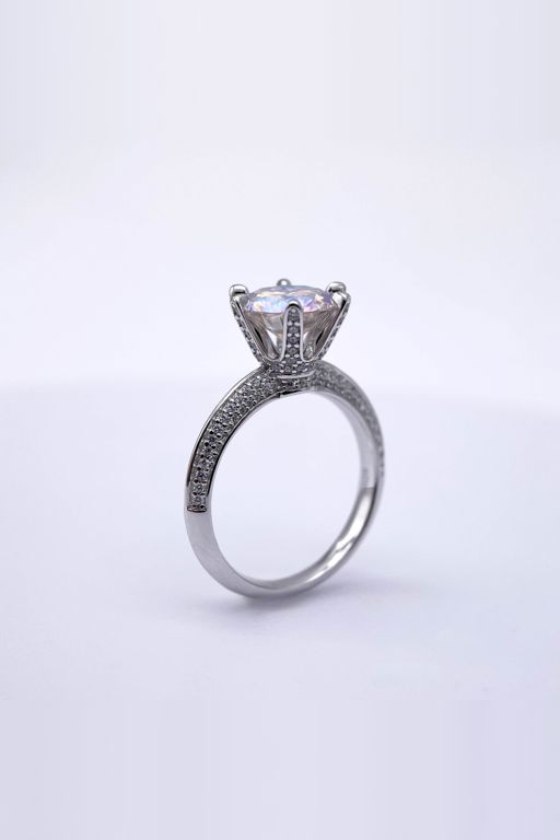 Sterling Silver Moissanite and Stone Ring