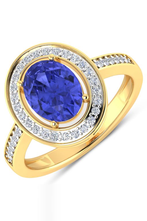 14k Gold Tanzanite and Diamond Ring