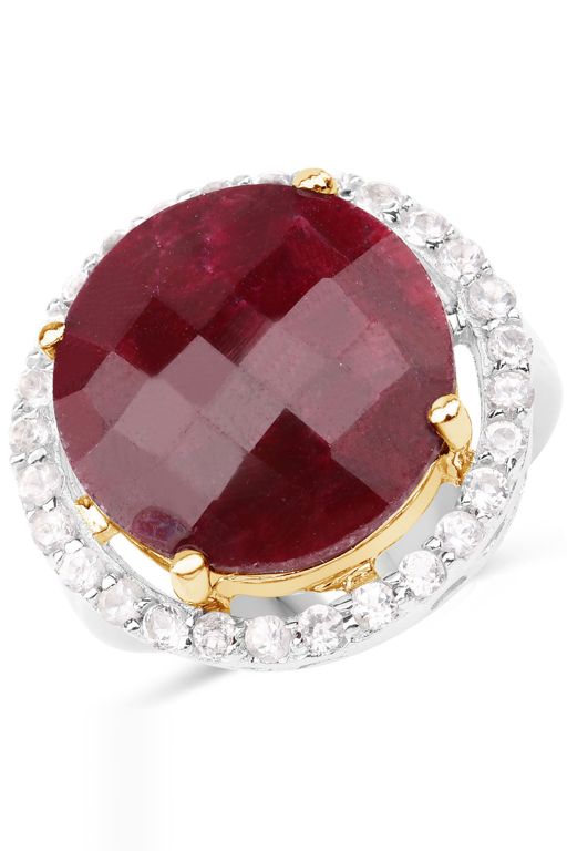 Sterling Silver Ruby and Topaz Ring