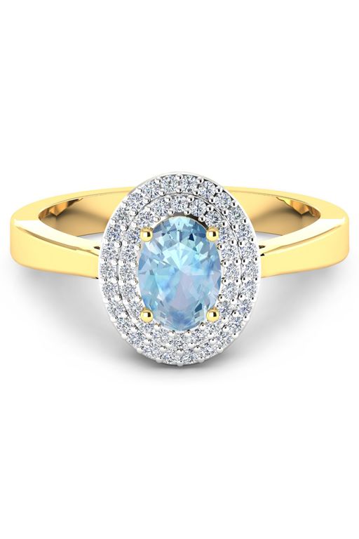 14k Gold Aquamarine and Diamond Ring