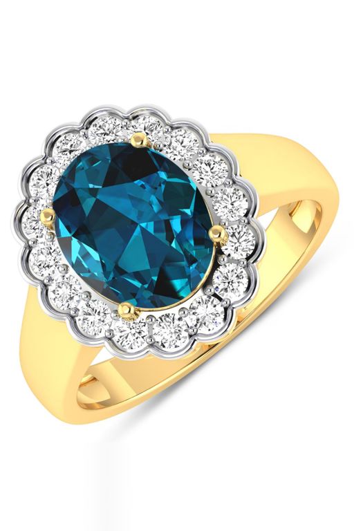 14k Gold Topaz and Diamond Ring