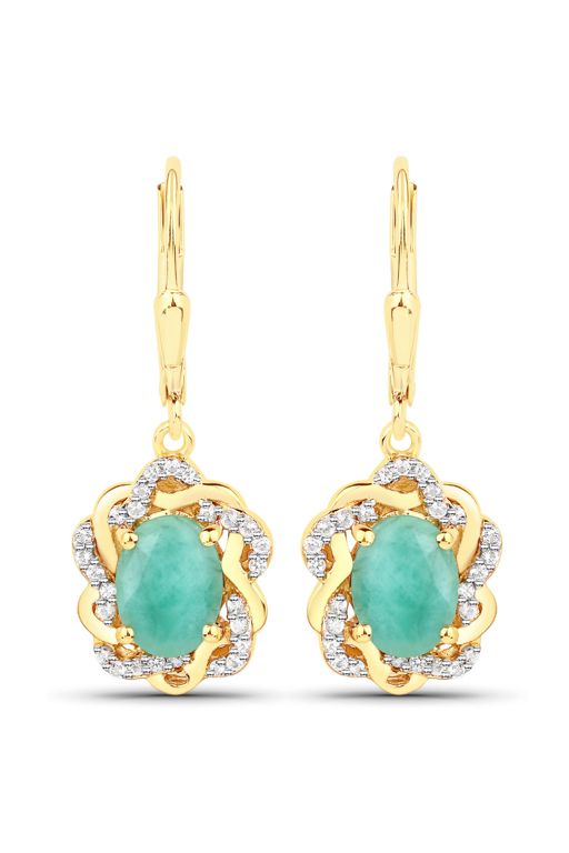 Sterling Silver Emerald and Topaz Earrings