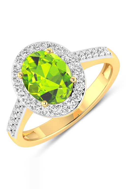 14k Gold Peridot and Diamond Ring