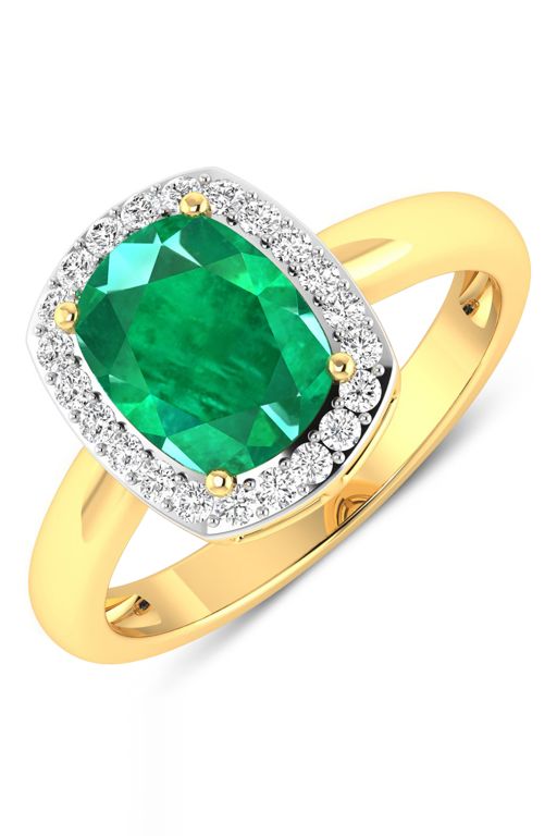 14k Gold Emerald and Diamond Ring