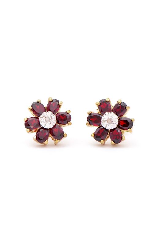 Pair of Garnet and Diamond Earrings