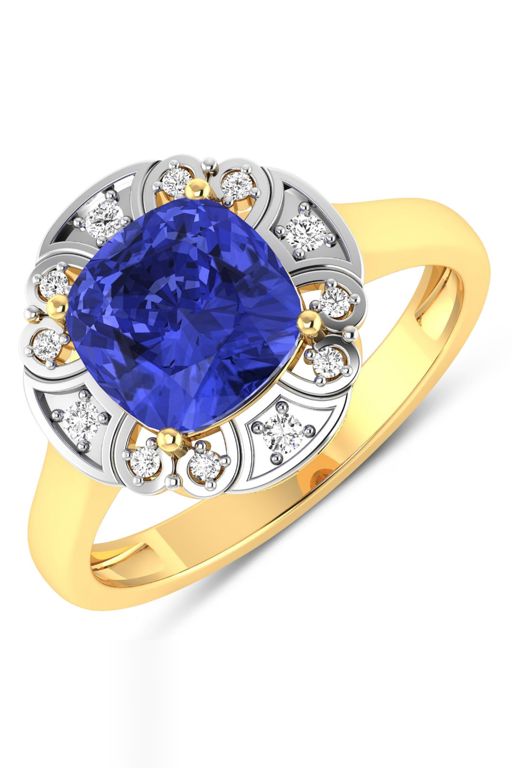 14k Gold Tanzanite and Diamond Ring