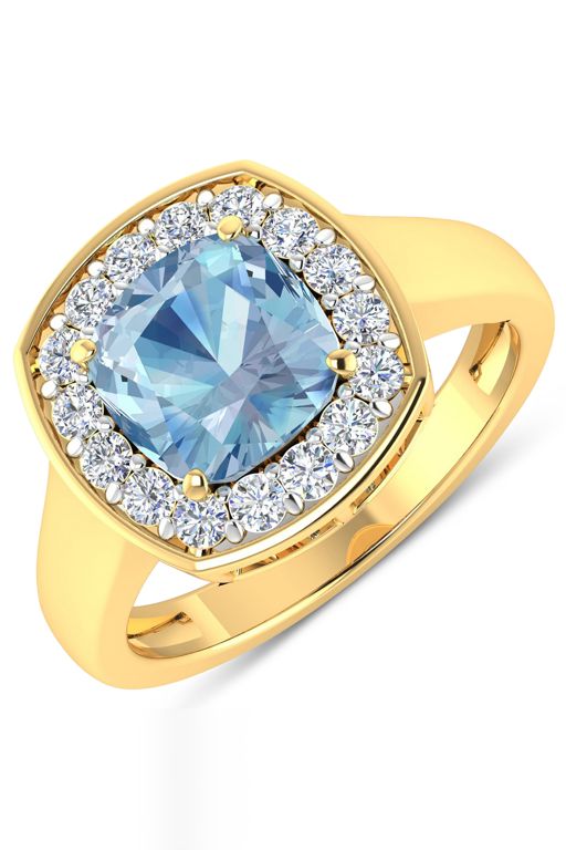 14k Gold Aquamarine and Diamond Ring