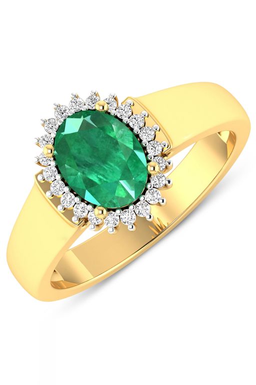 14k Gold Emerald and Diamond Ring