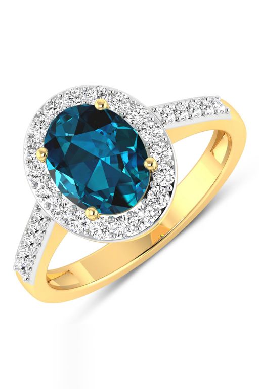 14k Gold Topaz and Diamond Ring