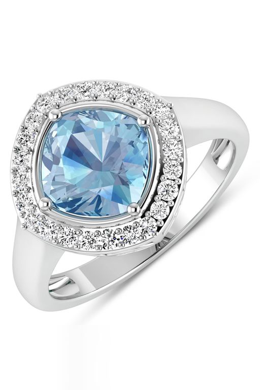14k Gold Aquamarine and Diamond Ring