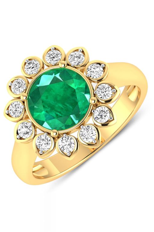 14k Gold Emerald and Diamond Ring