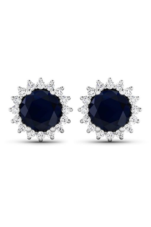 14k White Gold Sapphire and Diamond Earrings