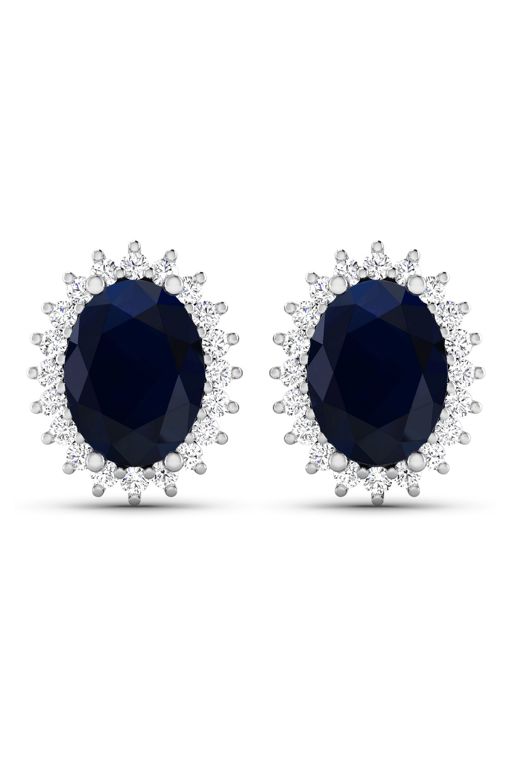 Pair of 14k Gold Sapphire and Diamond Earrings