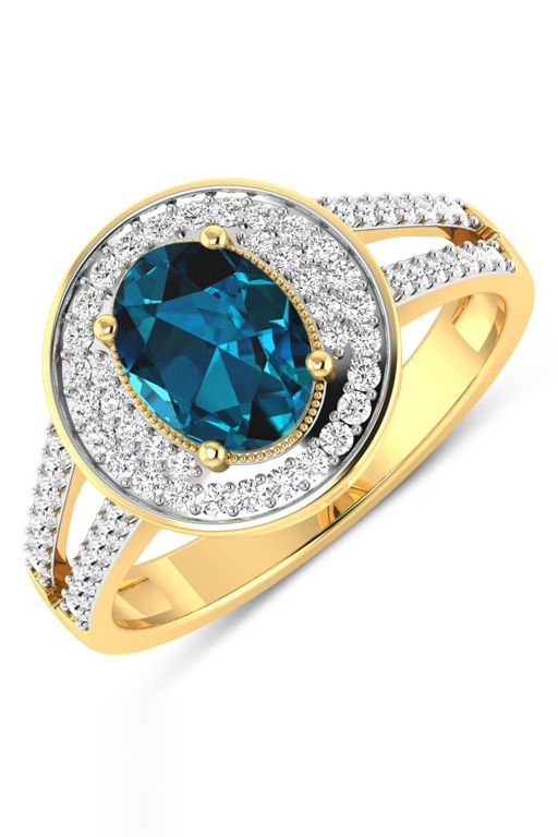 14k Gold Topaz and Diamond Ring