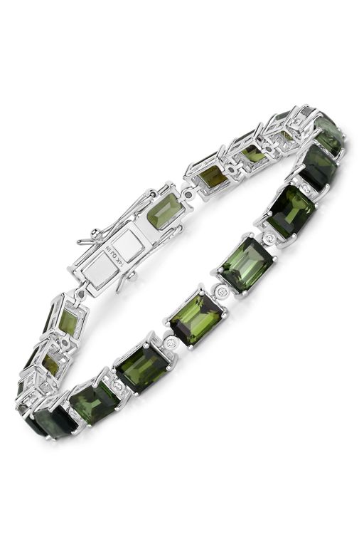 14k White Gold Tourmaline and Diamond Bracelet