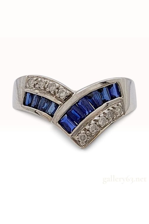 14k White Gold Sapphire and Diamond Ring
