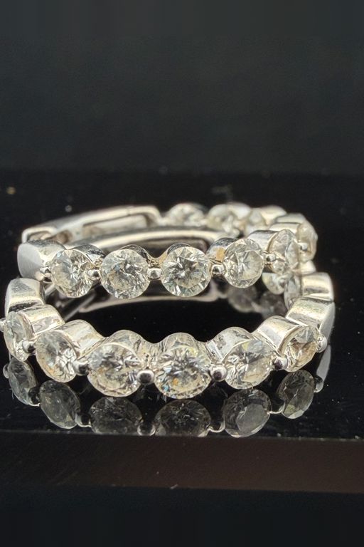 14k White Gold Diamond Inside-Out Hoop Earrings