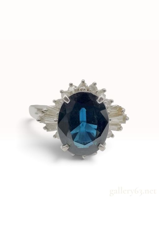 Platinum Sapphire and Diamond Cluster Ring