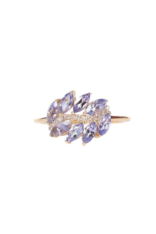 14k Yellow Gold Tanzanite and Diamond Dress Ring