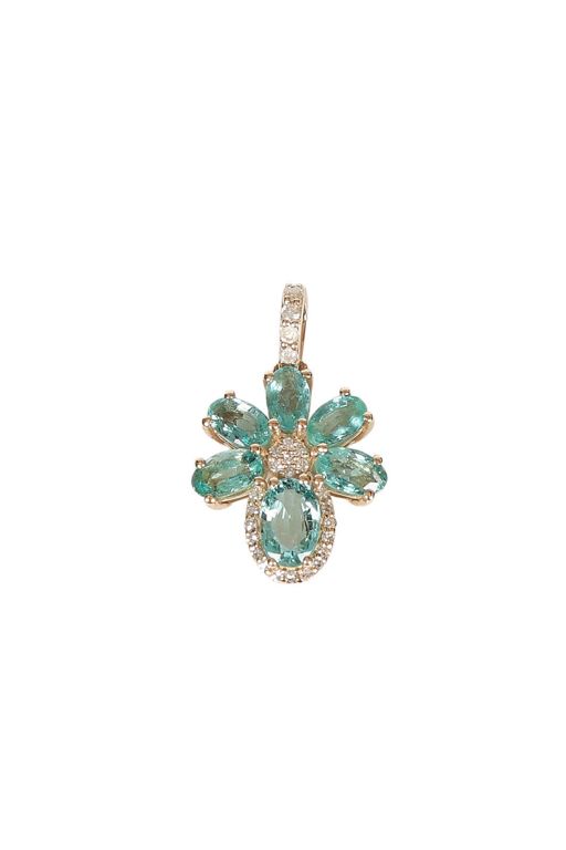 14k Yellow Gold Emerald and Diamond Pendant