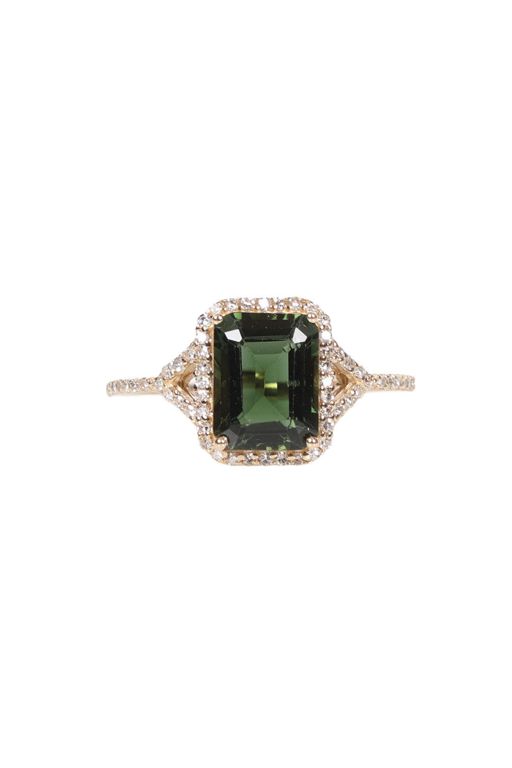 14k Yellow Gold Tourmaline and Diamond Dress Ring