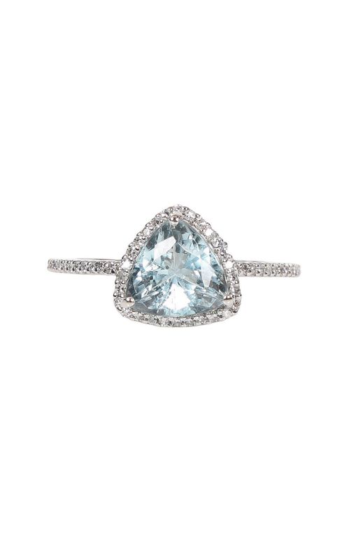 Platinum Aquamarine and Diamond Cluster Ring