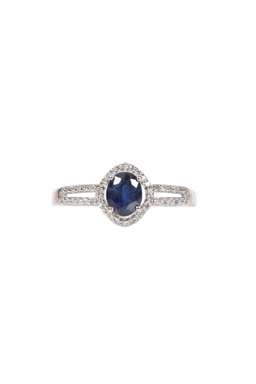 Platinum Sapphire and Diamond Cluster Ring