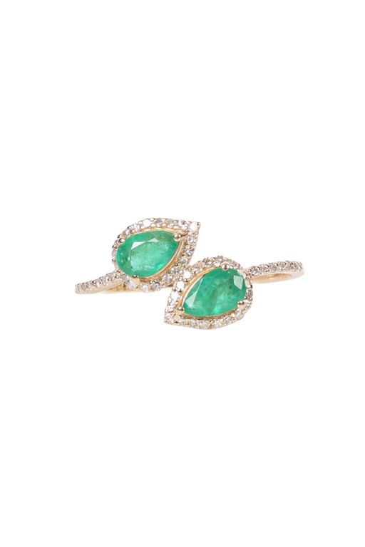 14k Yellow Gold Emerald and Diamond Ring