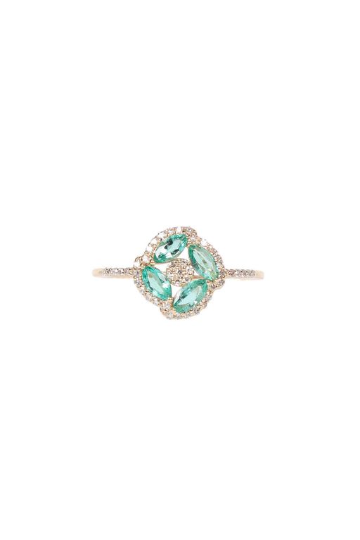 14k Yellow Gold Sapphire and Diamond Cluster Ring