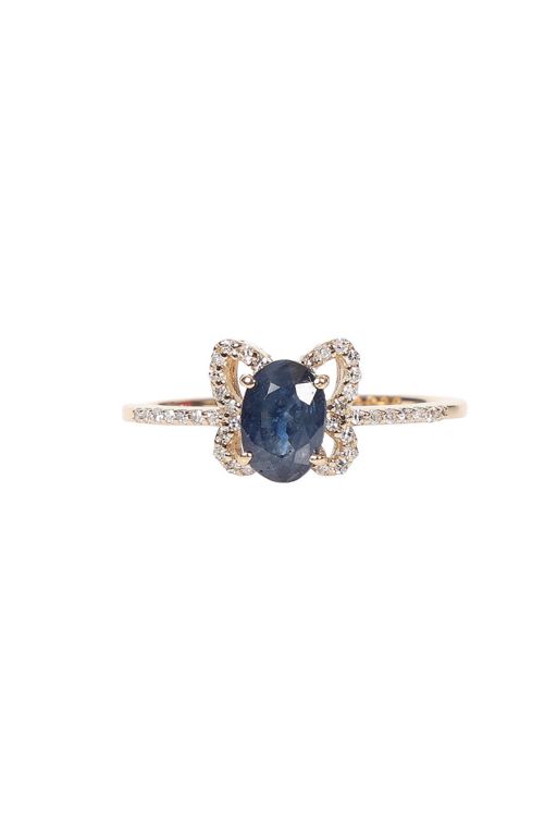 14k Yellow Gold Sapphire and Diamond Dress Ring