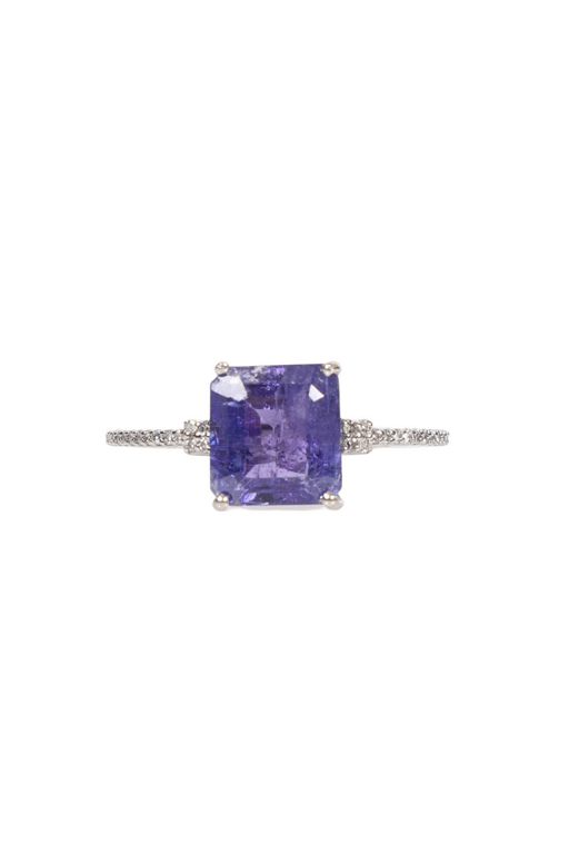 Platinum and White Metal Tanzanite Ring